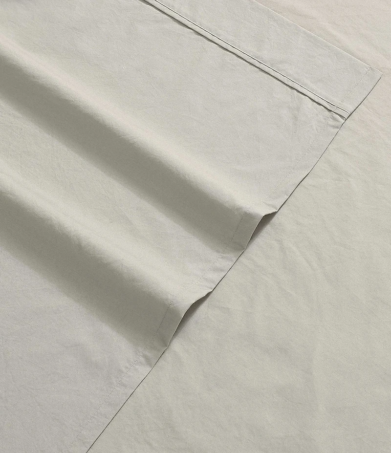 Calvin Klein Solid Washed Cotton Percale Sheet Set