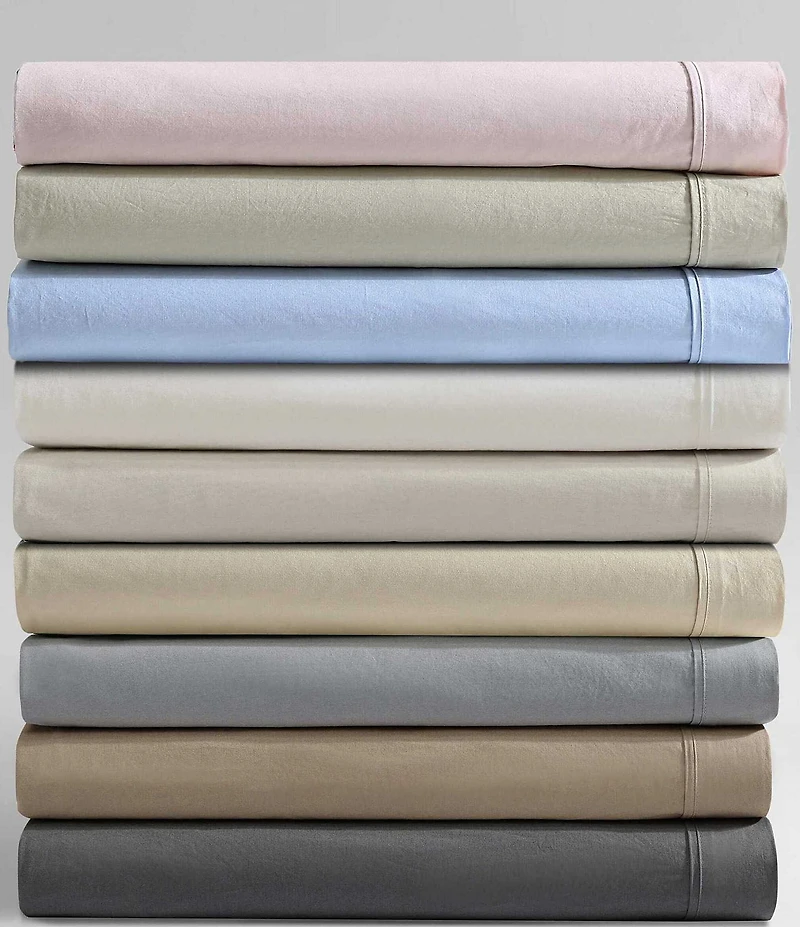 Calvin Klein Solid Washed Cotton Percale Sheet Set