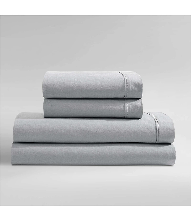 Calvin Klein Solid Washed Cotton Percale Sheet Set
