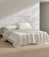 Calvin Klein Solid Washed Cotton Percale Sheet Set