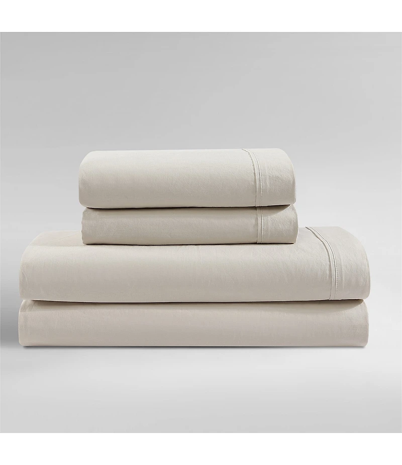 Calvin Klein Solid Washed Cotton Percale Sheet Set