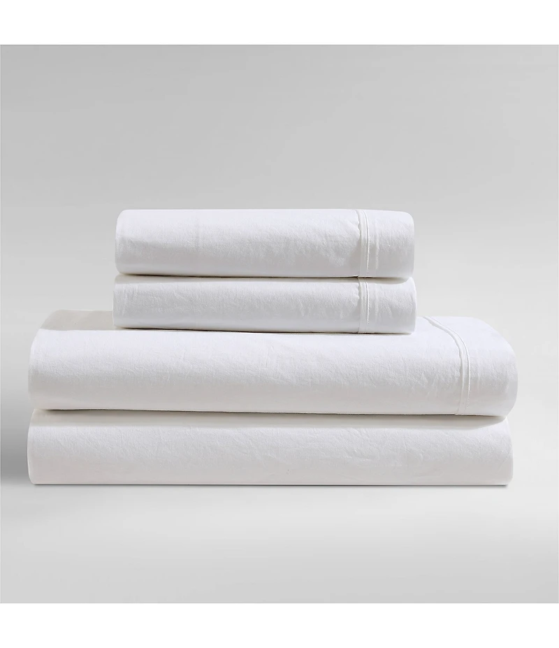 Calvin Klein Solid Washed Cotton Percale Sheet Set
