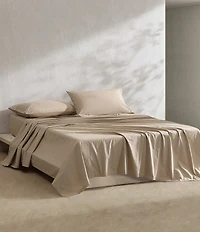 Calvin Klein Solid Washed Cotton Percale Sheet Set