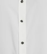 Calvin Klein Sparkle Contrast Trim Fusion Georgette Point Collar Long Sleeve Button Front Top