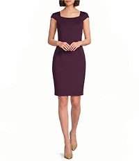 Calvin Klein Square Neck Cap Sleeve Sheath Dress