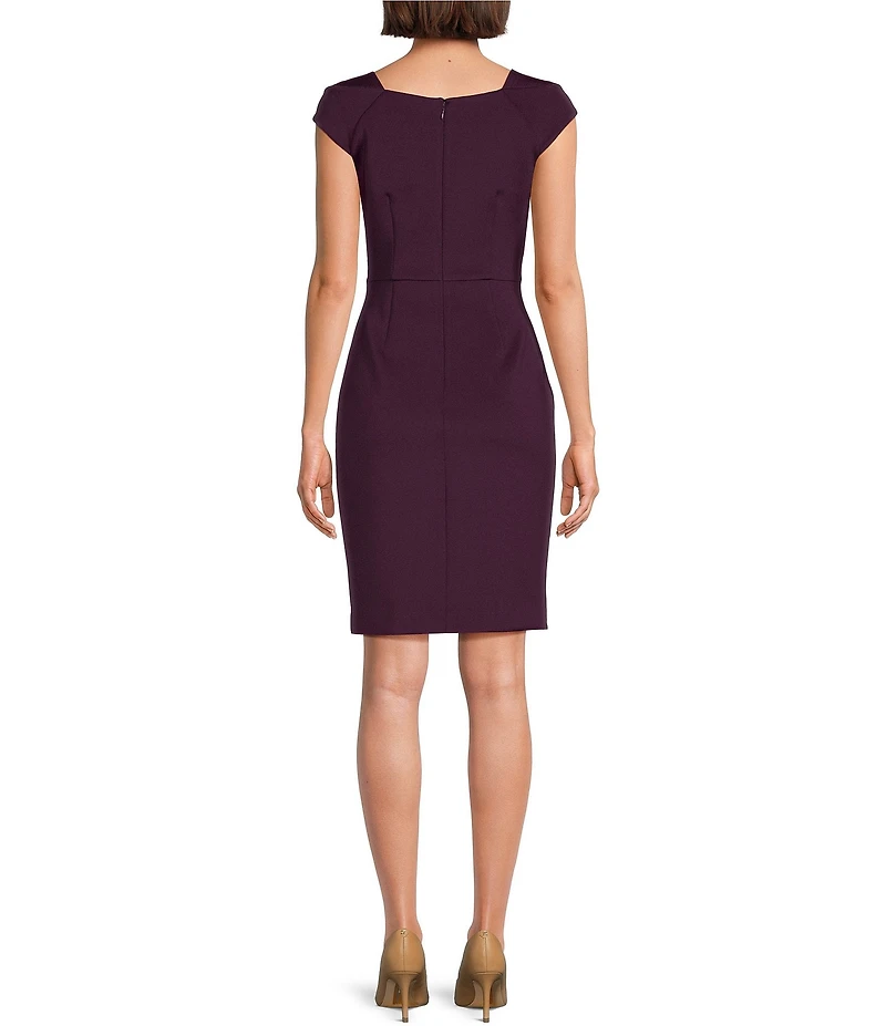 Calvin Klein Square Neck Cap Sleeve Sheath Dress