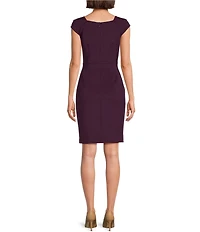 Calvin Klein Square Neck Cap Sleeve Sheath Dress