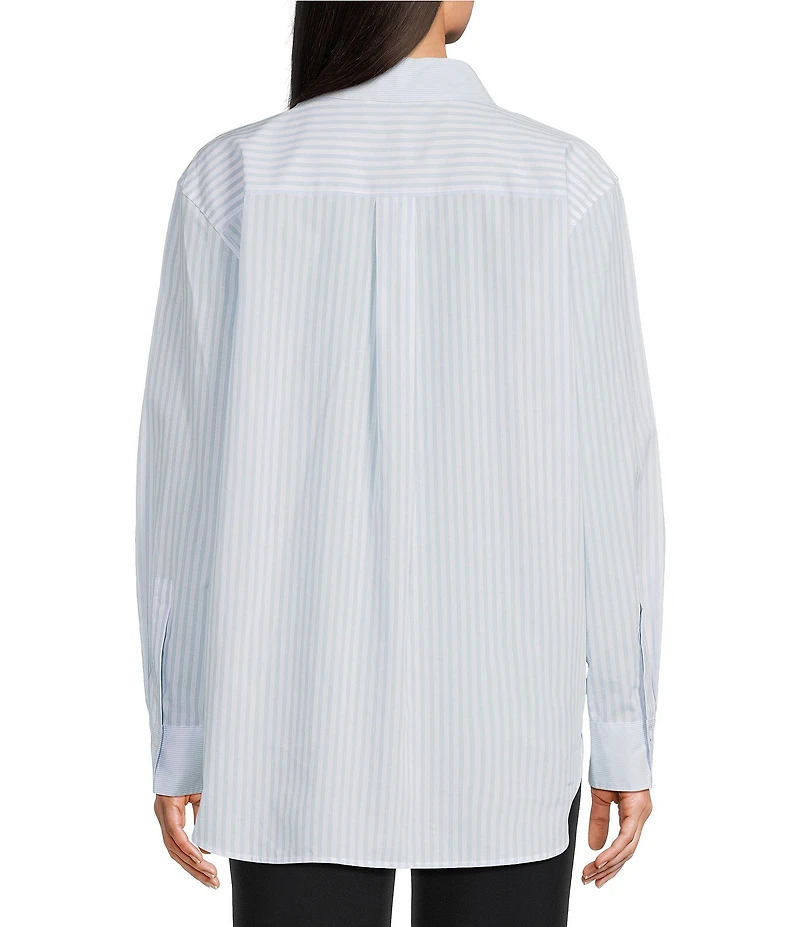 Calvin Klein Stripe Cotton Long Sleeve Button Front Shirt