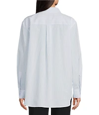 Calvin Klein Stripe Cotton Long Sleeve Button Front Shirt