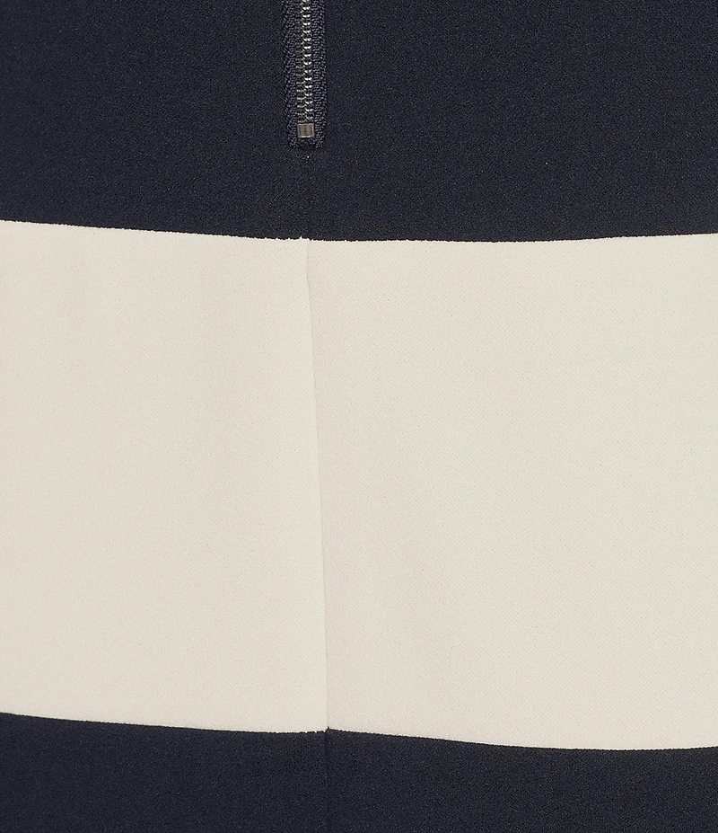 Calvin Klein Stripe Scuba Crepe Crew Neck Sleeveless Sheath Dress