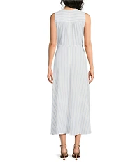 Calvin Klein Striped Sleeveless Faux Wrap Dress