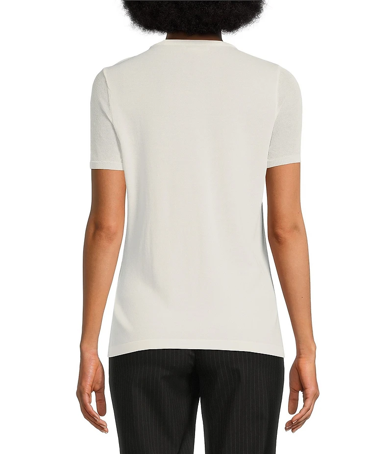 Calvin Klein Sweater Knit Crew Neck Short Sleeve Relaxed Fit Blouse