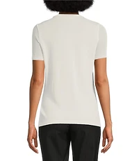 Calvin Klein Sweater Knit Crew Neck Short Sleeve Relaxed Fit Blouse