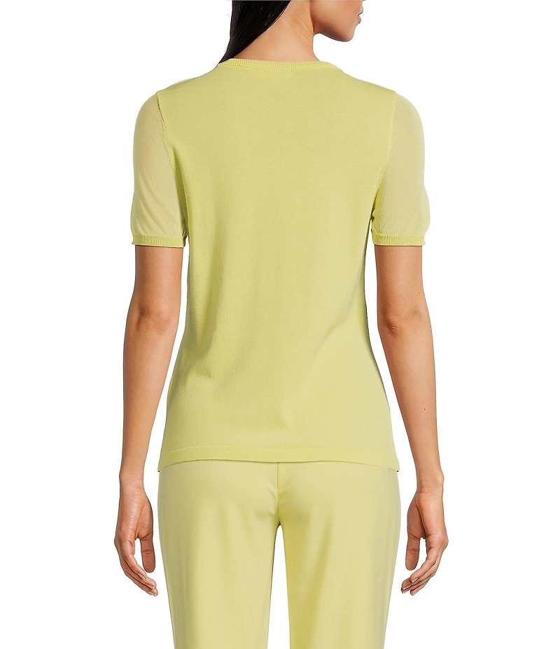 Calvin Klein Sweater Knit Crew Neck Short Sleeve Relaxed Fit Blouse