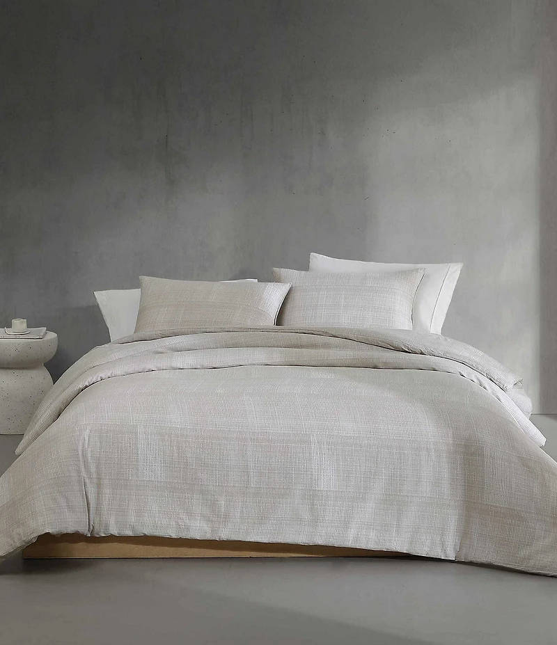 Calvin Klein Textural Rib Cotton Sateen Duvet Cover Mini Set
