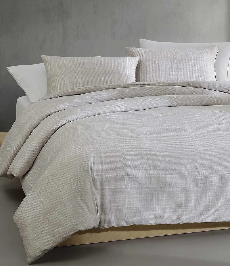 Calvin Klein Textural Rib Cotton Sateen Duvet Cover Mini Set