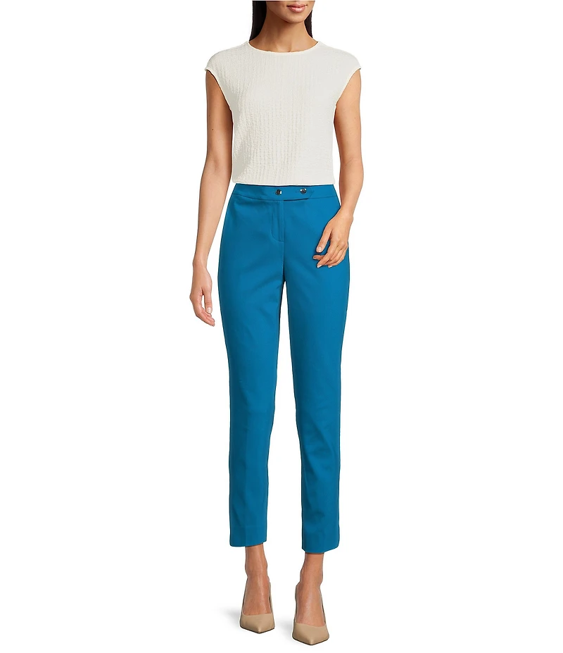 Calvin Klein Textured Crew Neck Cap Sleeve Blouse