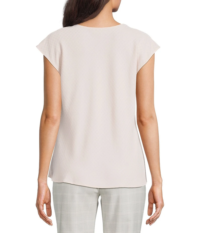 Calvin Klein Textured Georgette Cowl Neck Cap Sleeve Blouse