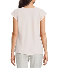 Calvin Klein Textured Georgette Cowl Neck Cap Sleeve Blouse