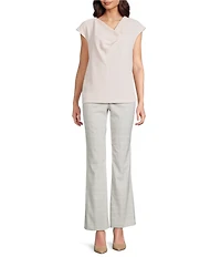 Calvin Klein Textured Georgette Cowl Neck Cap Sleeve Blouse