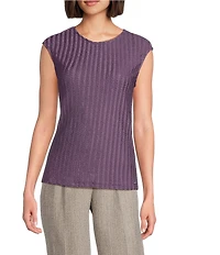 Calvin Klein Textured Knit Crew Neck Cap Sleeve Top