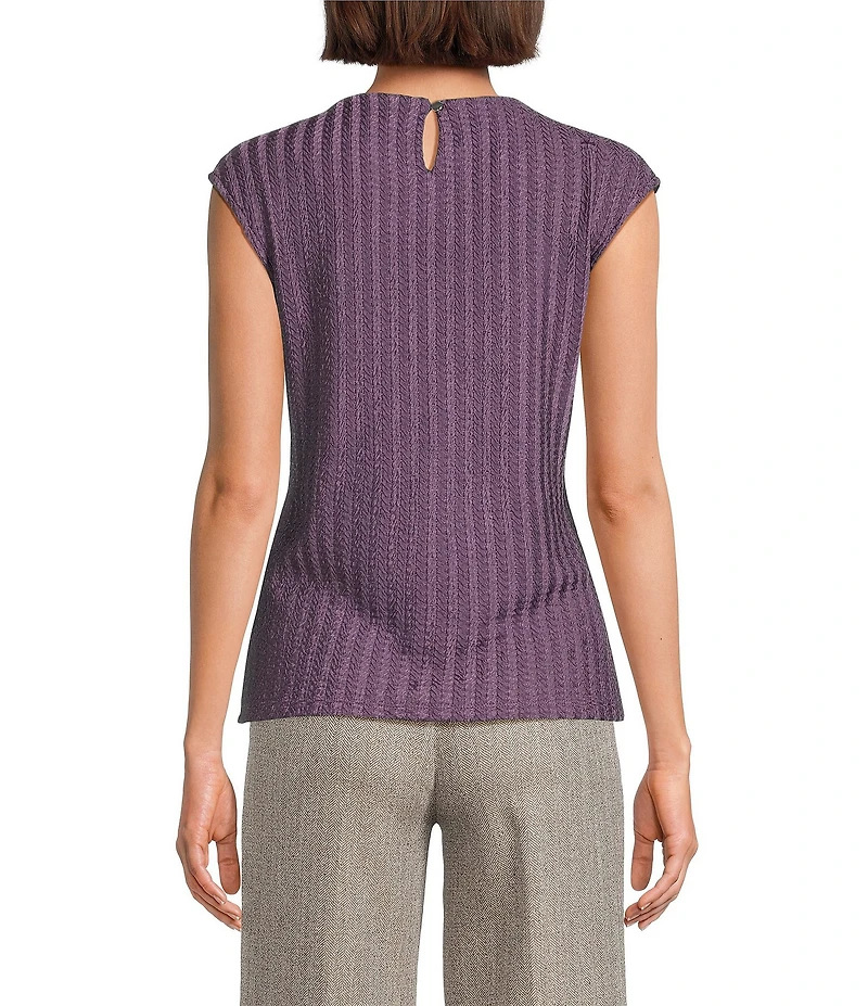 Calvin Klein Textured Knit Crew Neck Cap Sleeve Top