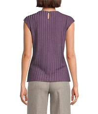Calvin Klein Textured Knit Crew Neck Cap Sleeve Top