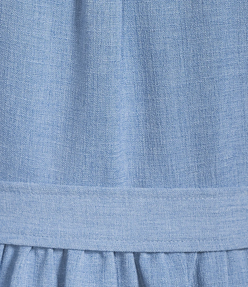 Calvin Klein Textured Tencel Collared Neck Short Puff Sleeve Belted Shirt Dress