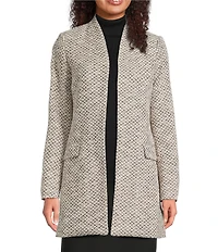 Calvin Klein Tweed Collarless Open Front Topper Jacket