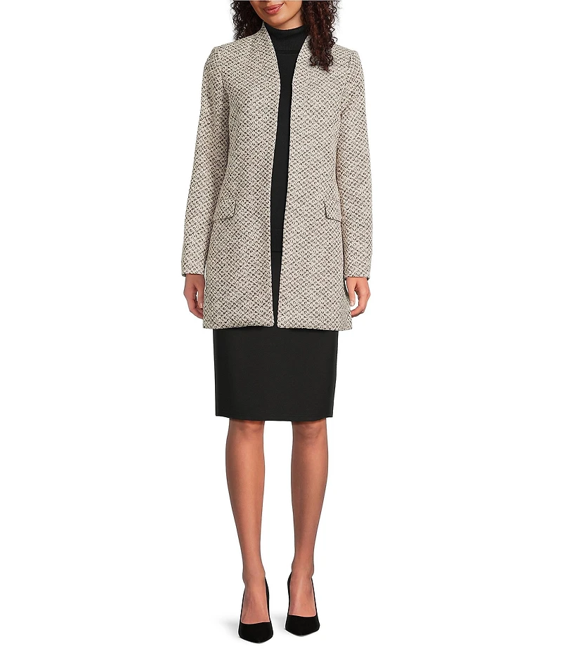 Calvin Klein Tweed Collarless Open Front Topper Jacket