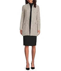 Calvin Klein Tweed Collarless Open Front Topper Jacket