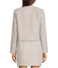 Calvin Klein Tweed Round Neck Open Front Jacket