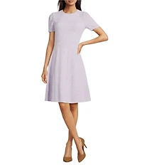 Calvin Klein Tweed Short Sleeve Fit And Flare Dress