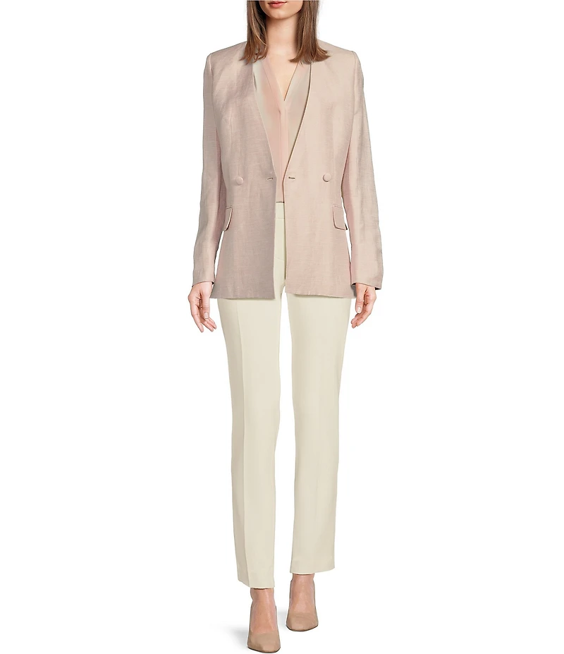 Calvin Klein Twill Long Sleeve Flap Pocket V-Neck Blazer