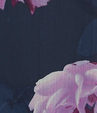 Calvin Klein V-Neck 3/4 Sleeve Crinkled Chiffon Floral Shift Dress