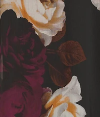 Calvin Klein V-Neck 3/4 Sleeve Crinkled Chiffon Floral Shift Dress