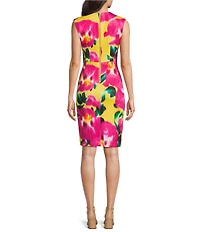 Calvin Klein V-Neck Daffodil Scuba Sheath Dress