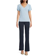 Calvin Klein V-Neck Flutter Short Sleeve Top