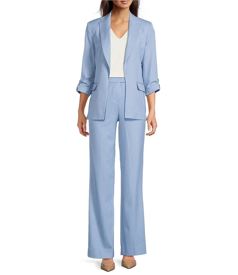 Calvin Klein V-Neck Ruched Shoulder Flutter Sleeve Blouse