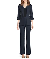 Calvin Klein V-Neck Ruched Shoulder Flutter Sleeve Blouse