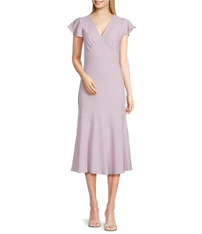 Calvin Klein V-Neck Short Sleeve Midi Dress