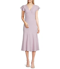 Calvin Klein V-Neck Short Sleeve Midi Dress