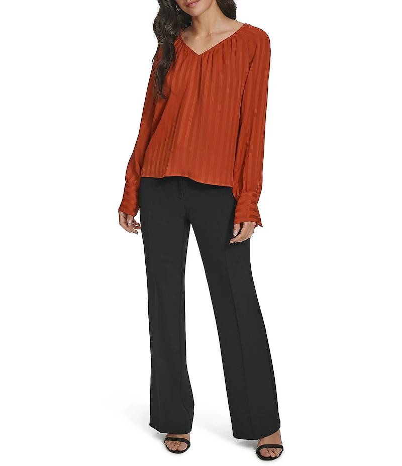 Calvin Klein V Neckline Long Sleeve Blouse