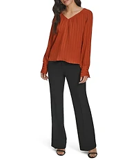 Calvin Klein V Neckline Long Sleeve Blouse