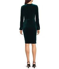 Calvin Klein Velvet Long Sleeve V-Neck Faux Wrap Dress