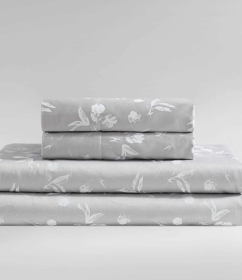 Calvin Klein White Flowers 300-Thread Count Sateen Sheet Set