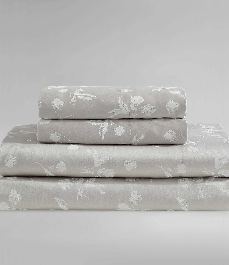 Calvin Klein White Flowers 300-Thread Count Sateen Sheet Set