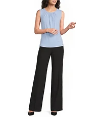 Calvin Klein Whitney Crepe De Chine Wide Leg Pants