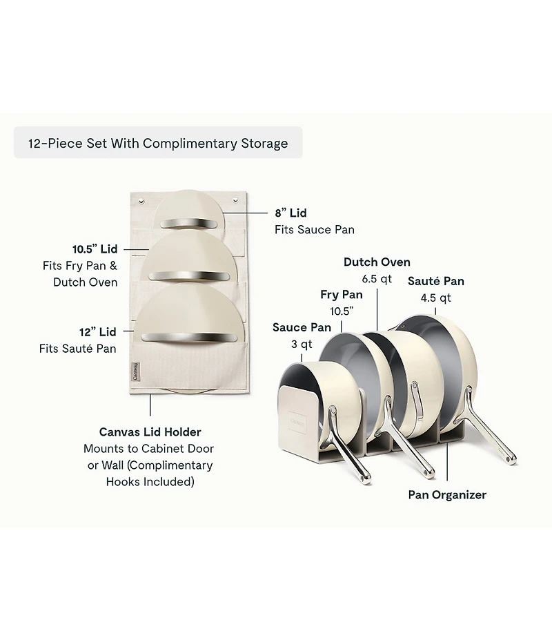 Caraway Ceramic-Coated Cookware, 12-Piece Set