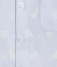 Caribbean Allover Embroidery Short Sleeve Woven Shirt